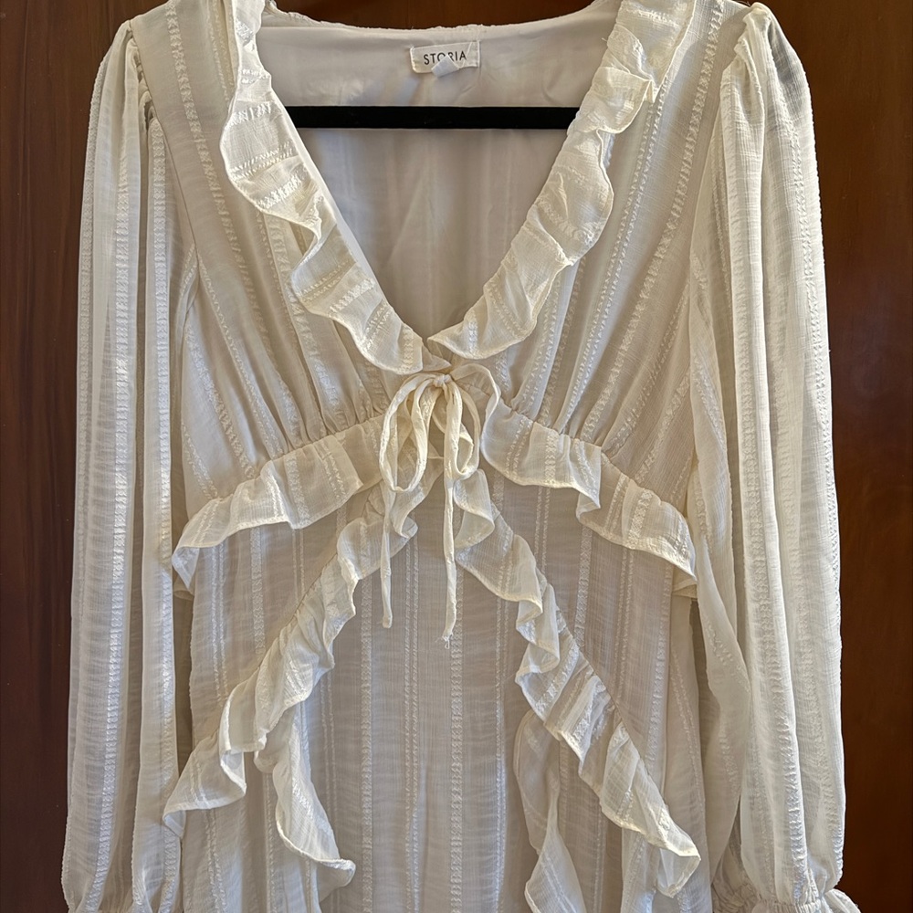 Ivory Ruffle Maxi Dress - Picture 2 of 7